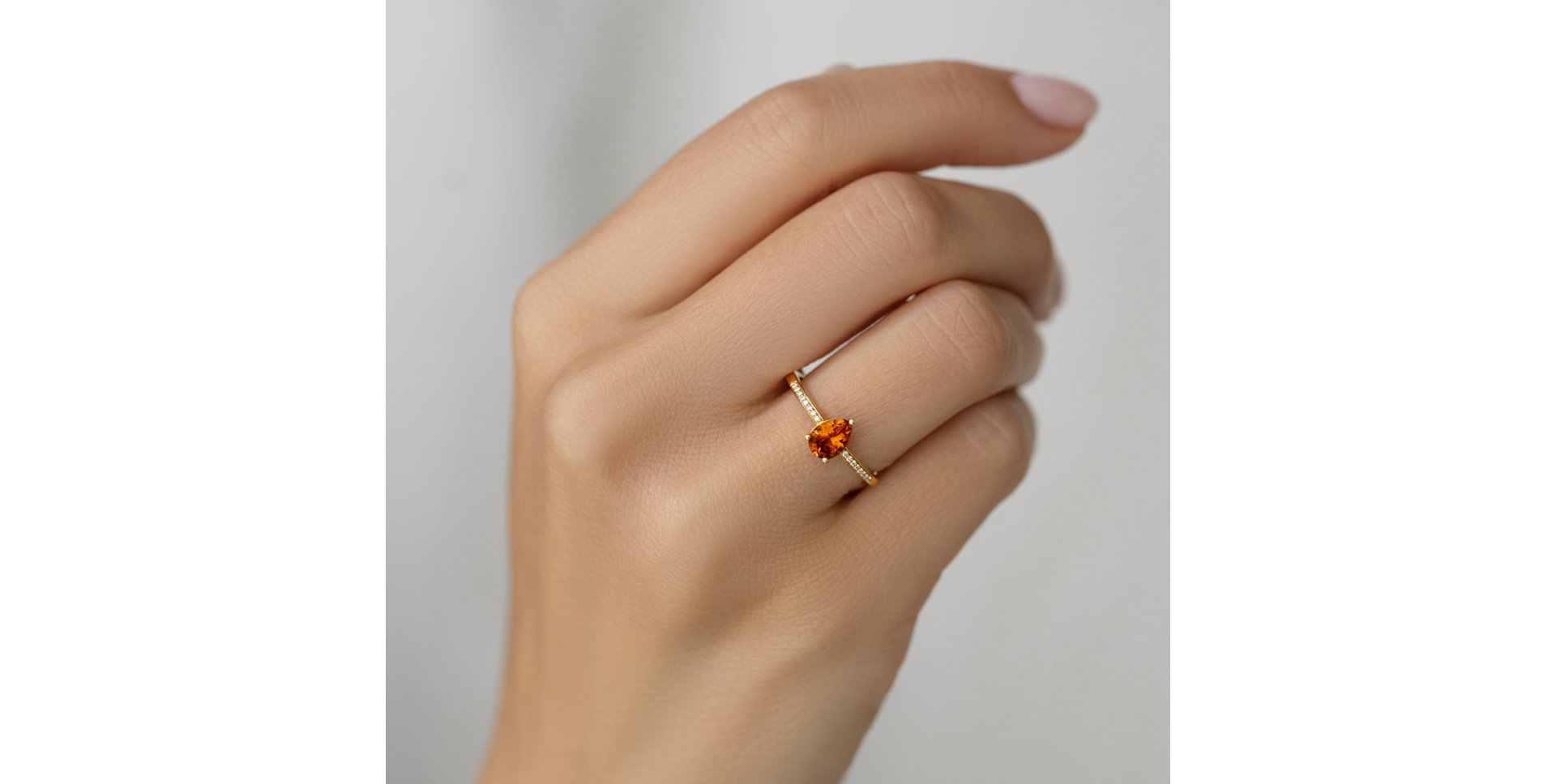 Diamond ring with Citrine Teardrop