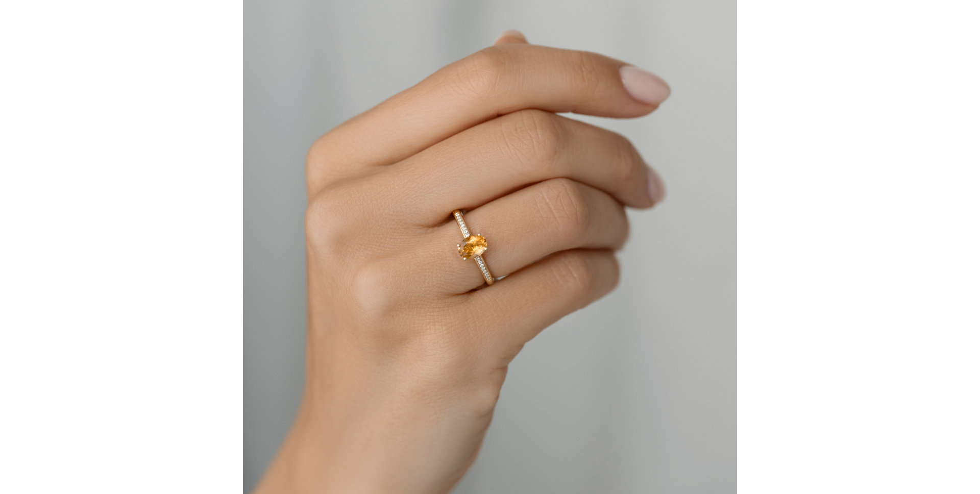 Diamond ring with Citrine Lauriene