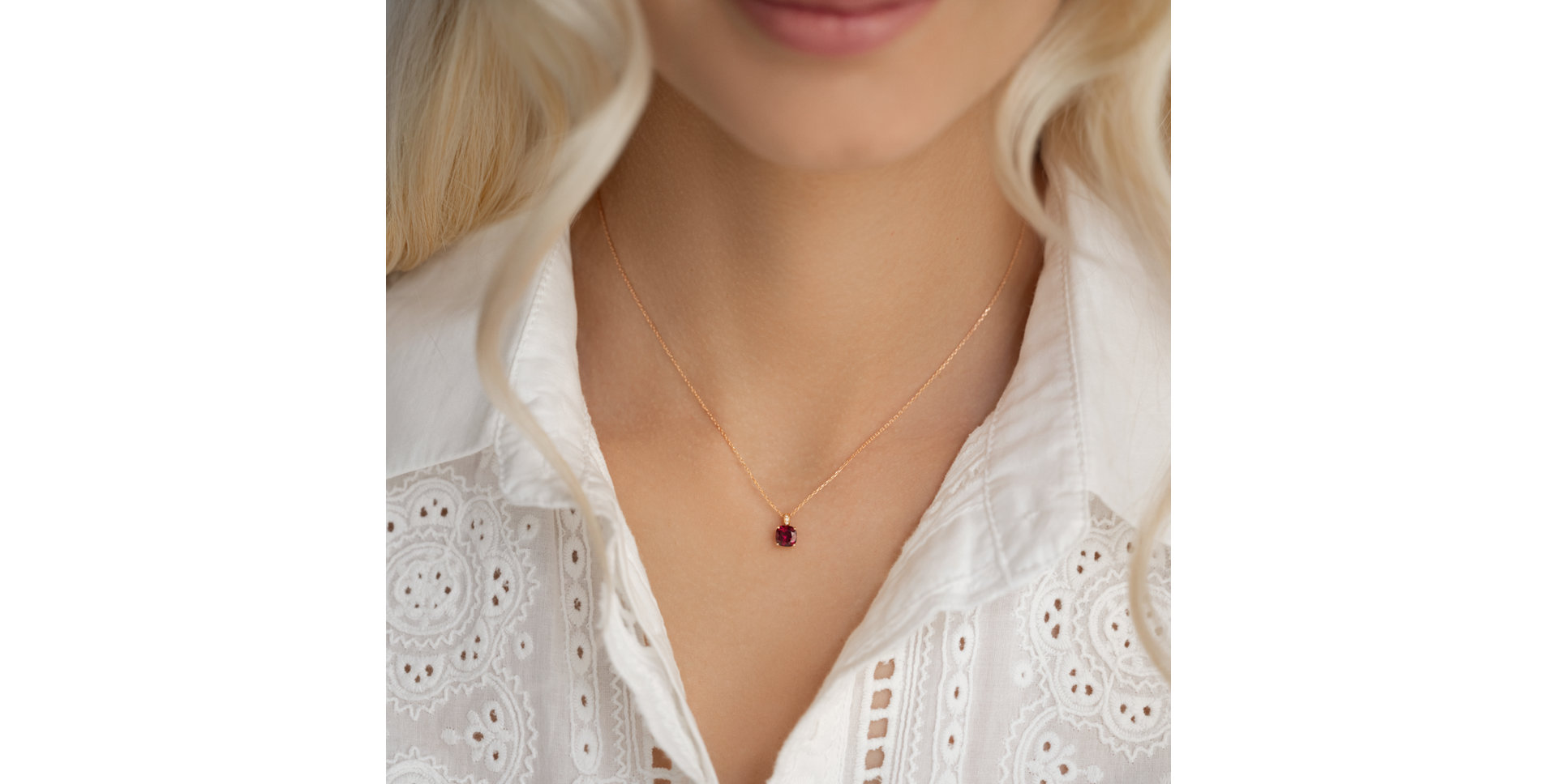 Diamond necklace with Rhodolite Amariel