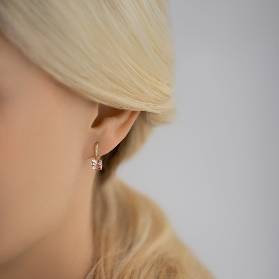 Diamond earrings with Morganite Calypso