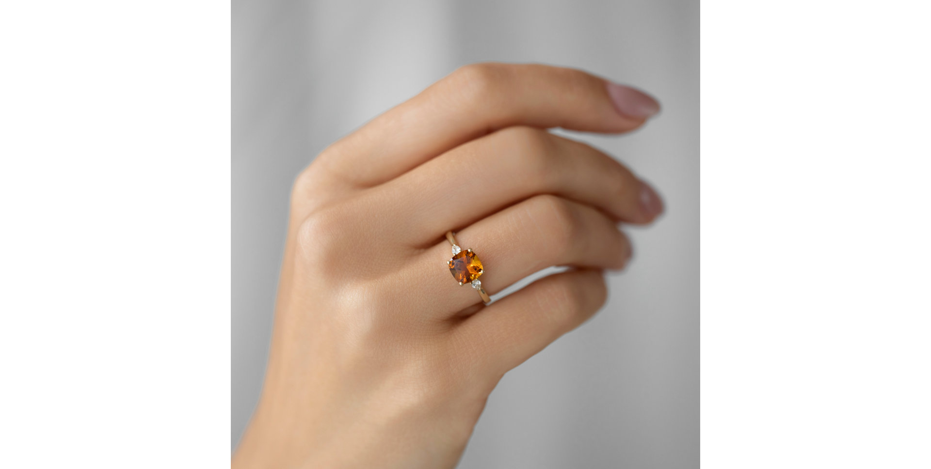 Diamond ring with Citrine Mirabel