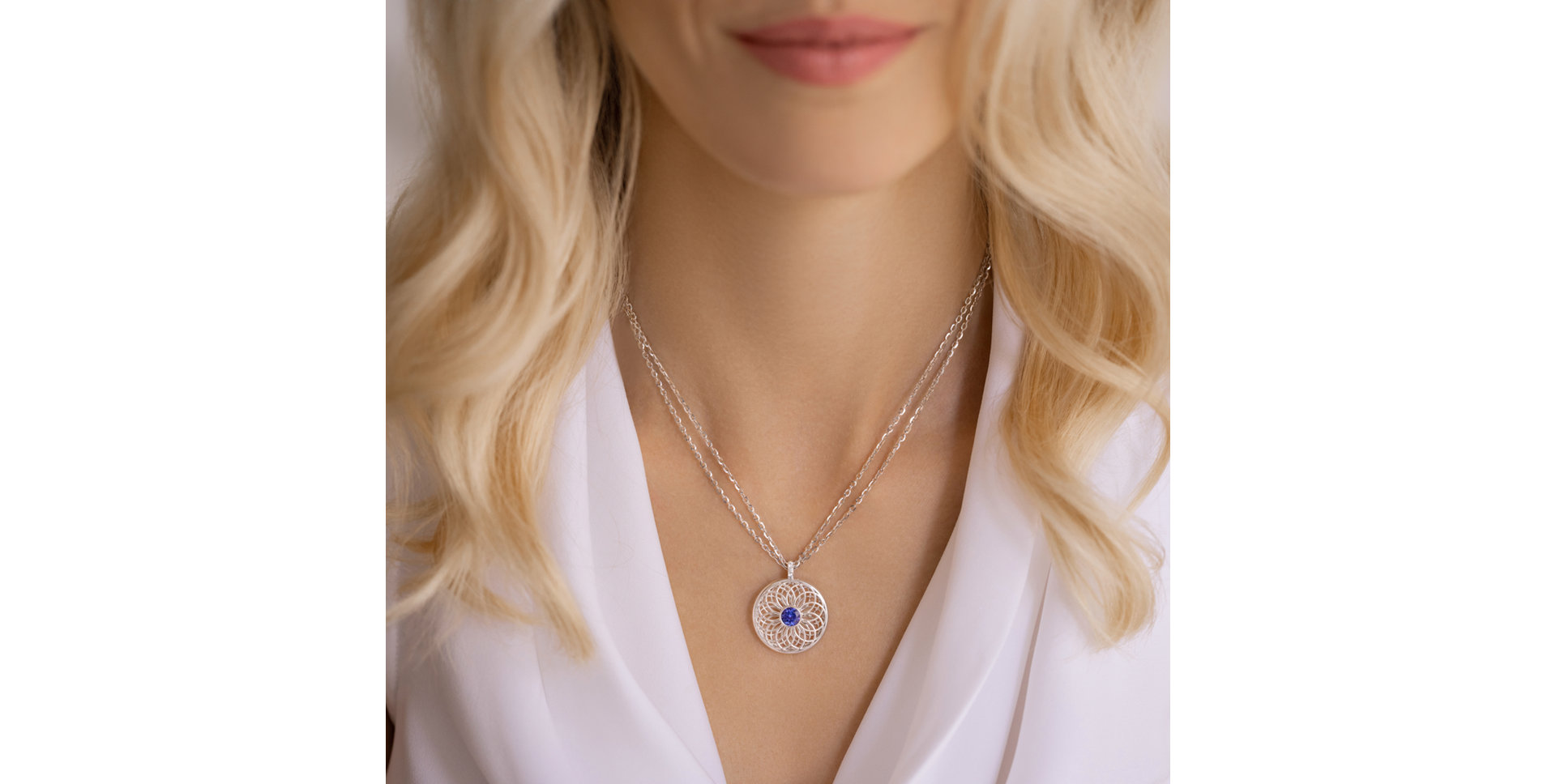 Diamond necklace with Tanzanite Sphere of Light
