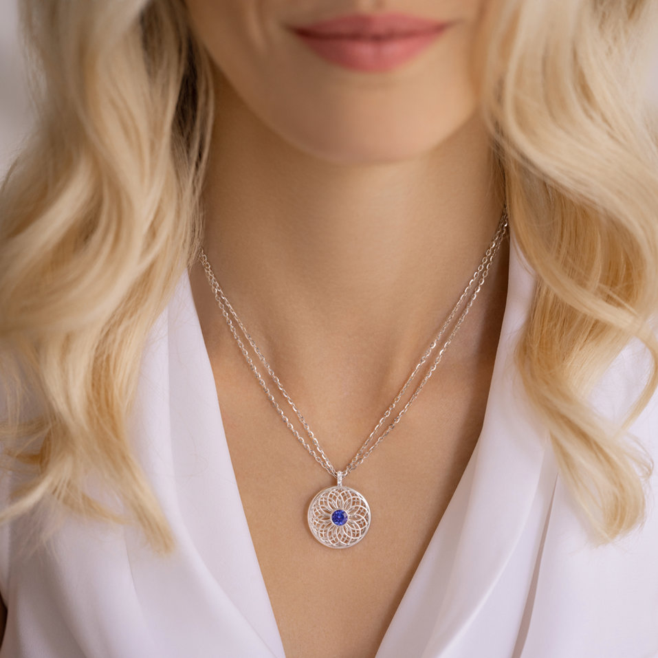 Diamond necklace with Tanzanite Sphere of Light