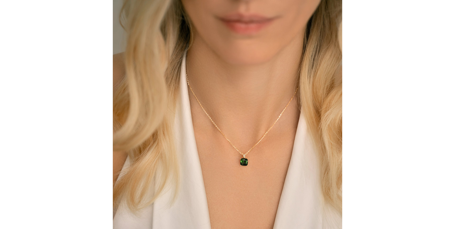 Diamond necklace with Tourmaline Marigold