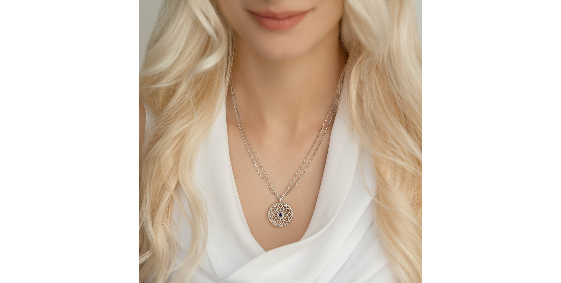 Diamond necklace with Sapphire Sphere of Light