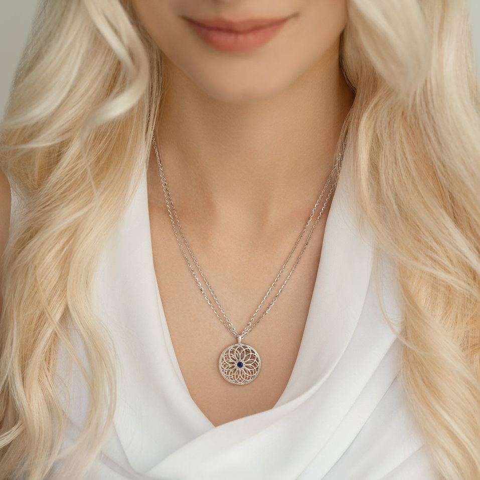 Diamond necklace with Sapphire Sphere of Light