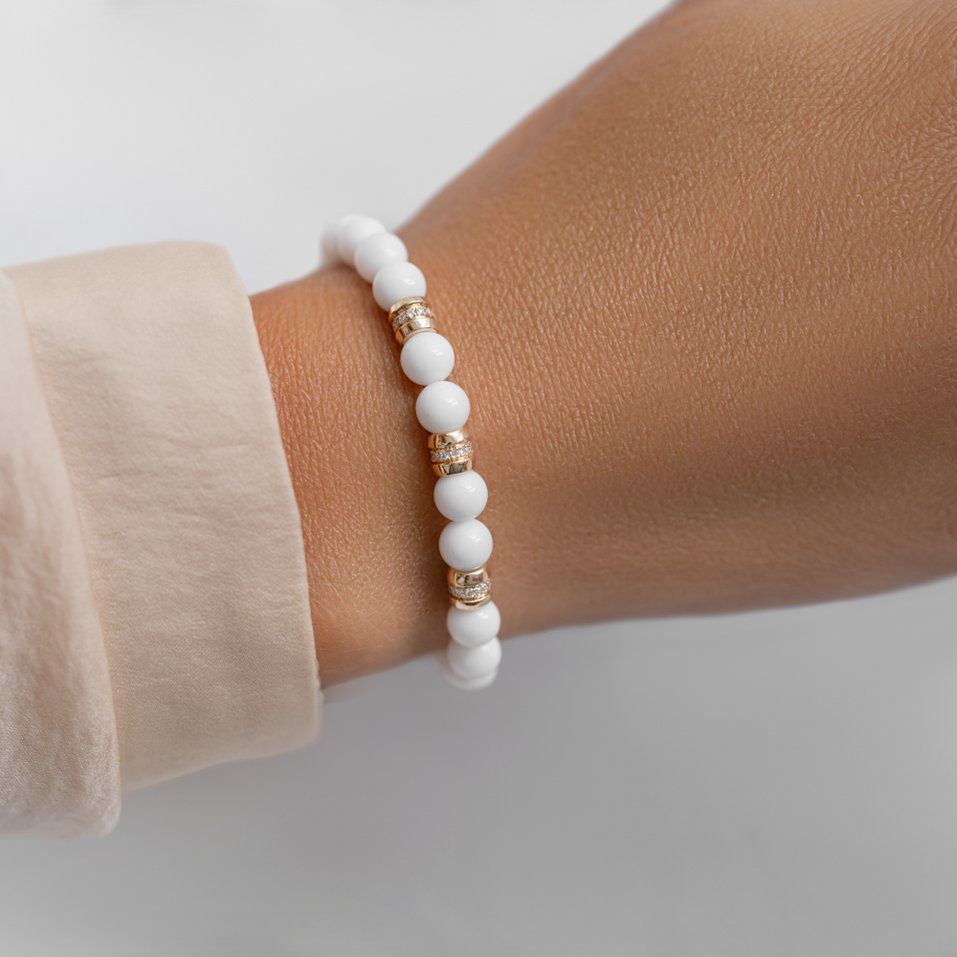 Diamond bracelet with Agates White Mirage