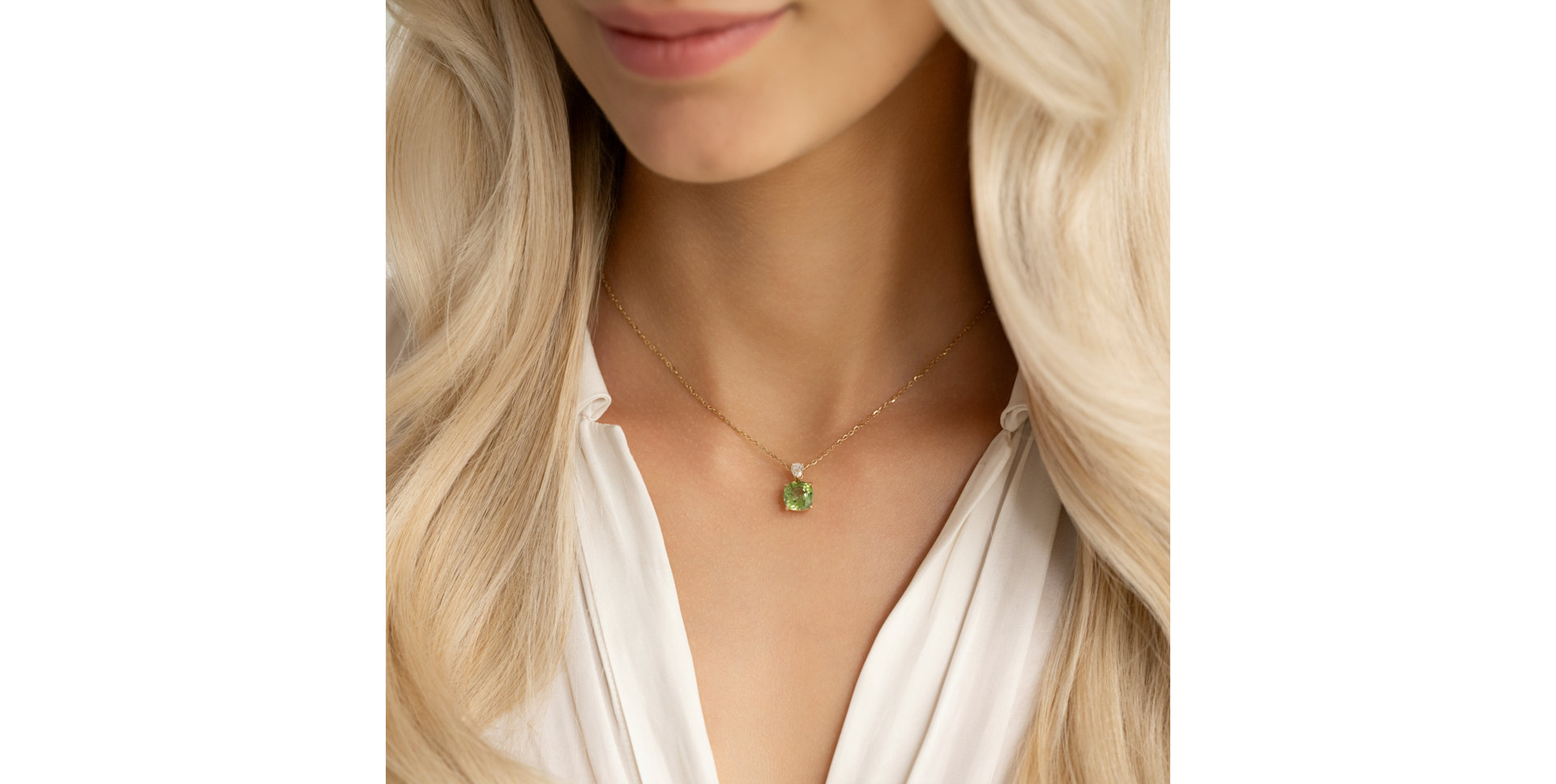 Diamond necklace with Tourmaline Marigold