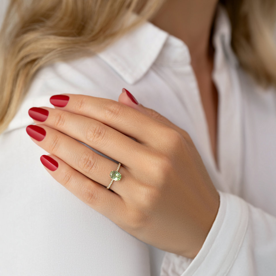 Diamond ring with Tourmaline Touch of Shine