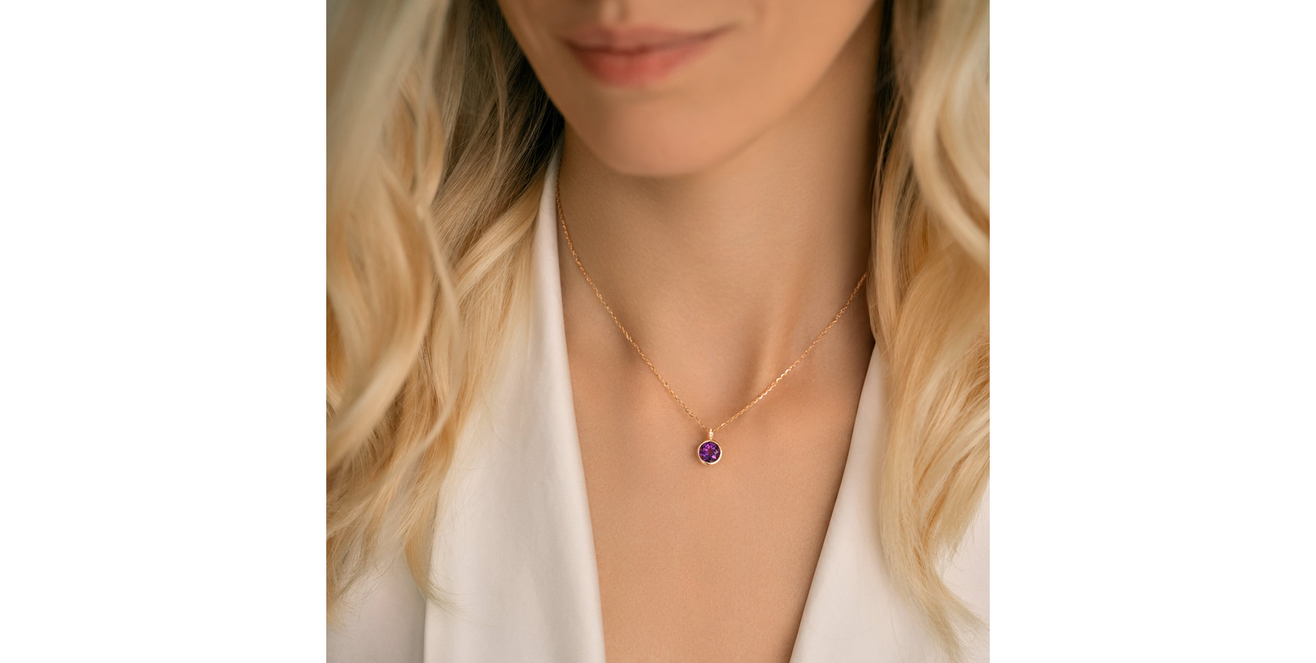 Diamond necklace with Amethyst Regal Elegance