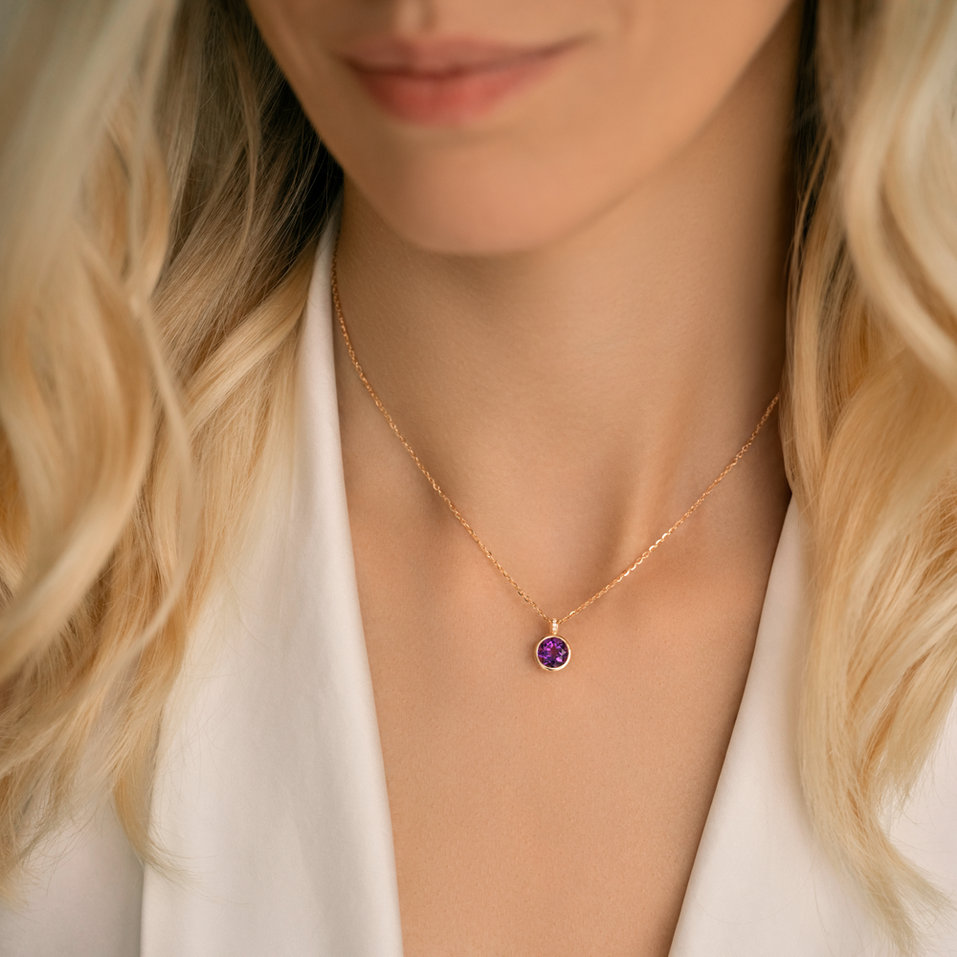 Diamond necklace with Amethyst Regal Elegance