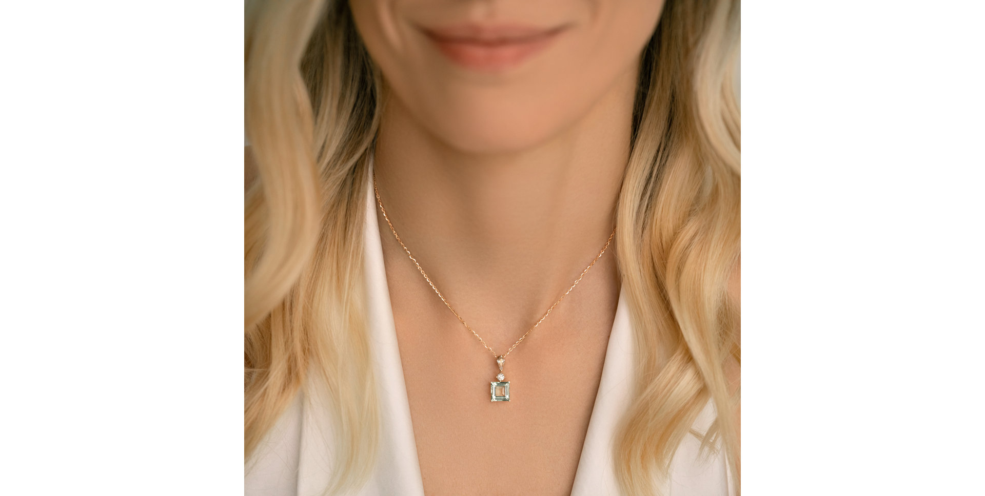 Diamond necklace with Tourmaline Green Illusion