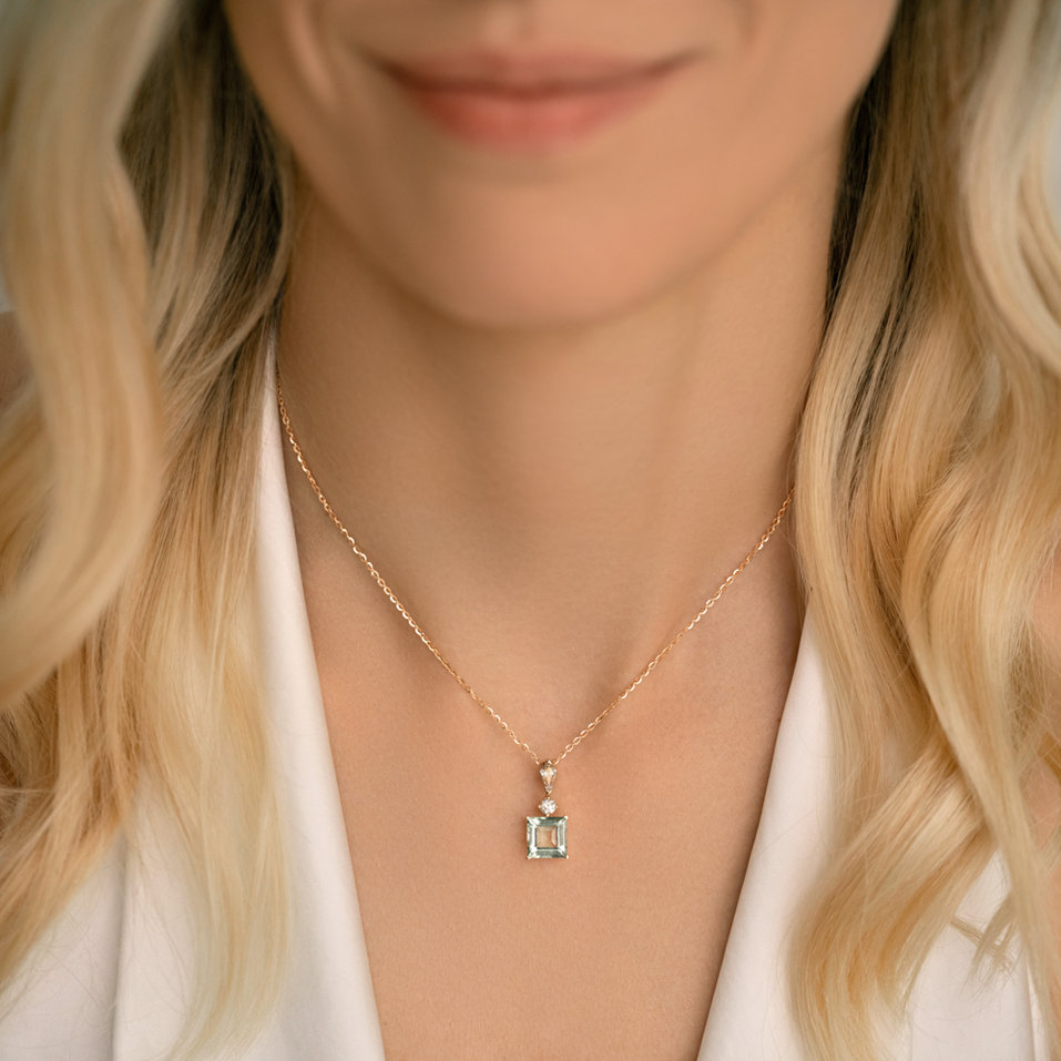 Diamond necklace with Tourmaline Green Illusion