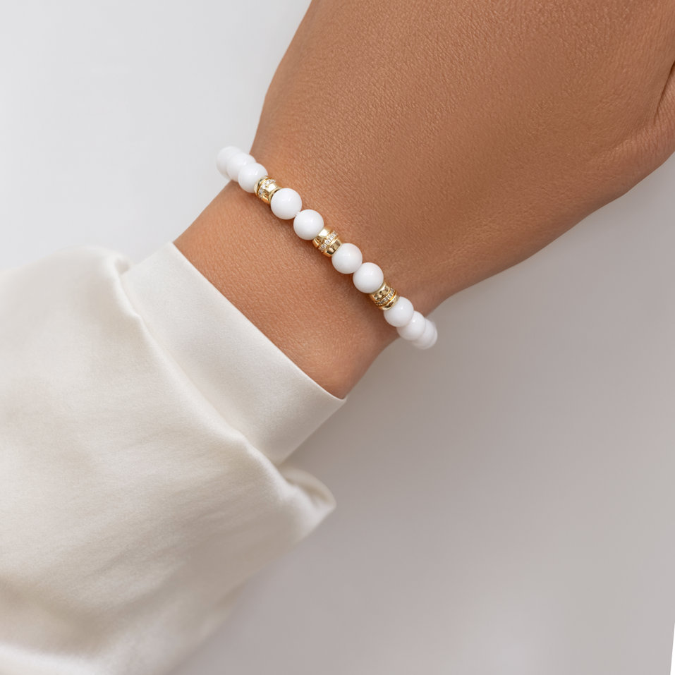 Diamond bracelet with Agates White Mirage