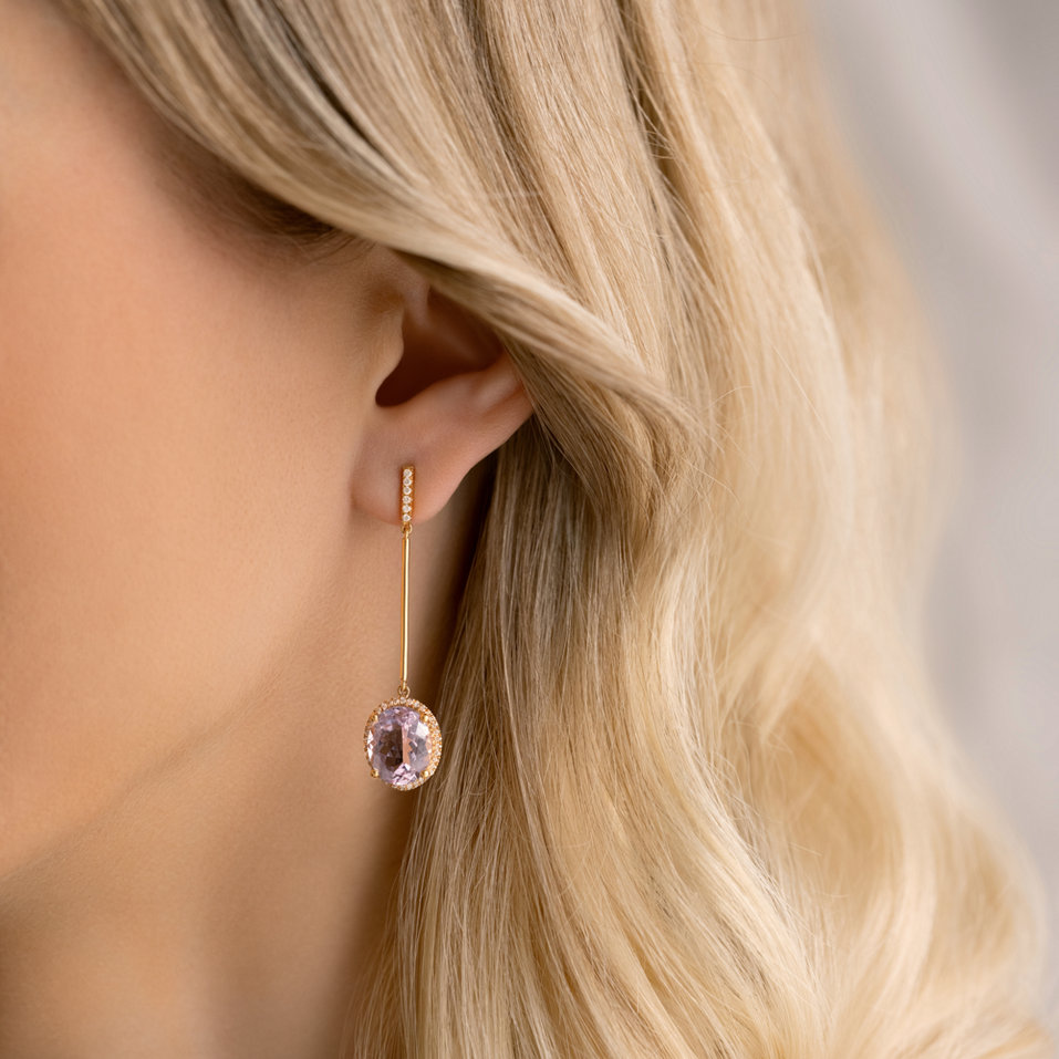 Diamond earrings with Amethyst Silvia