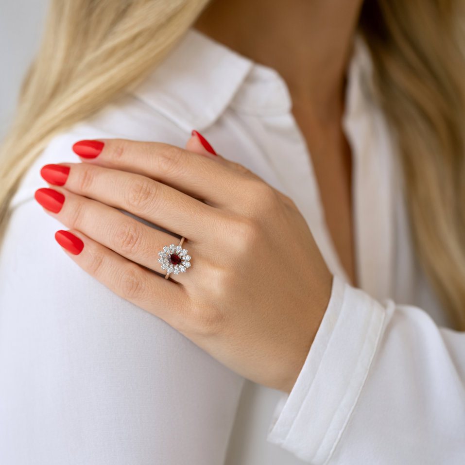 Diamond ring with Ruby Floral Treasure