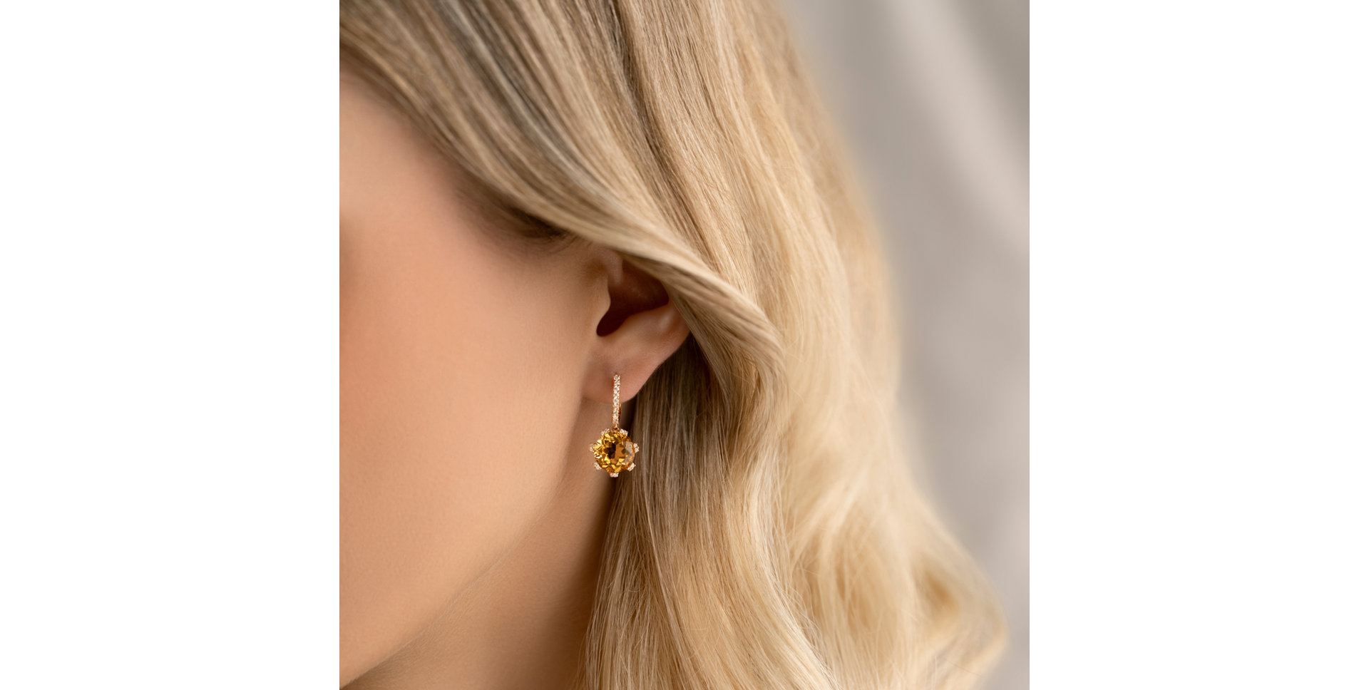 Diamond earrings with Citrine Lover's Dawn