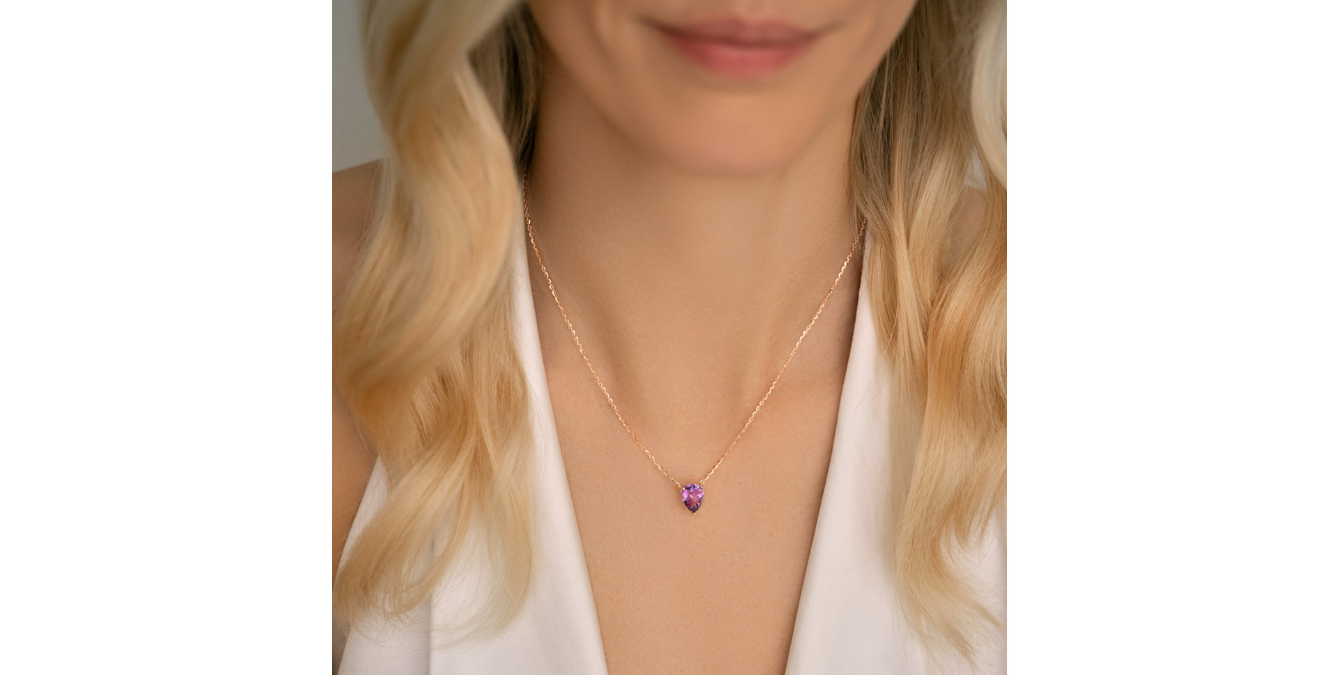 Necklace with Amethyst Drop