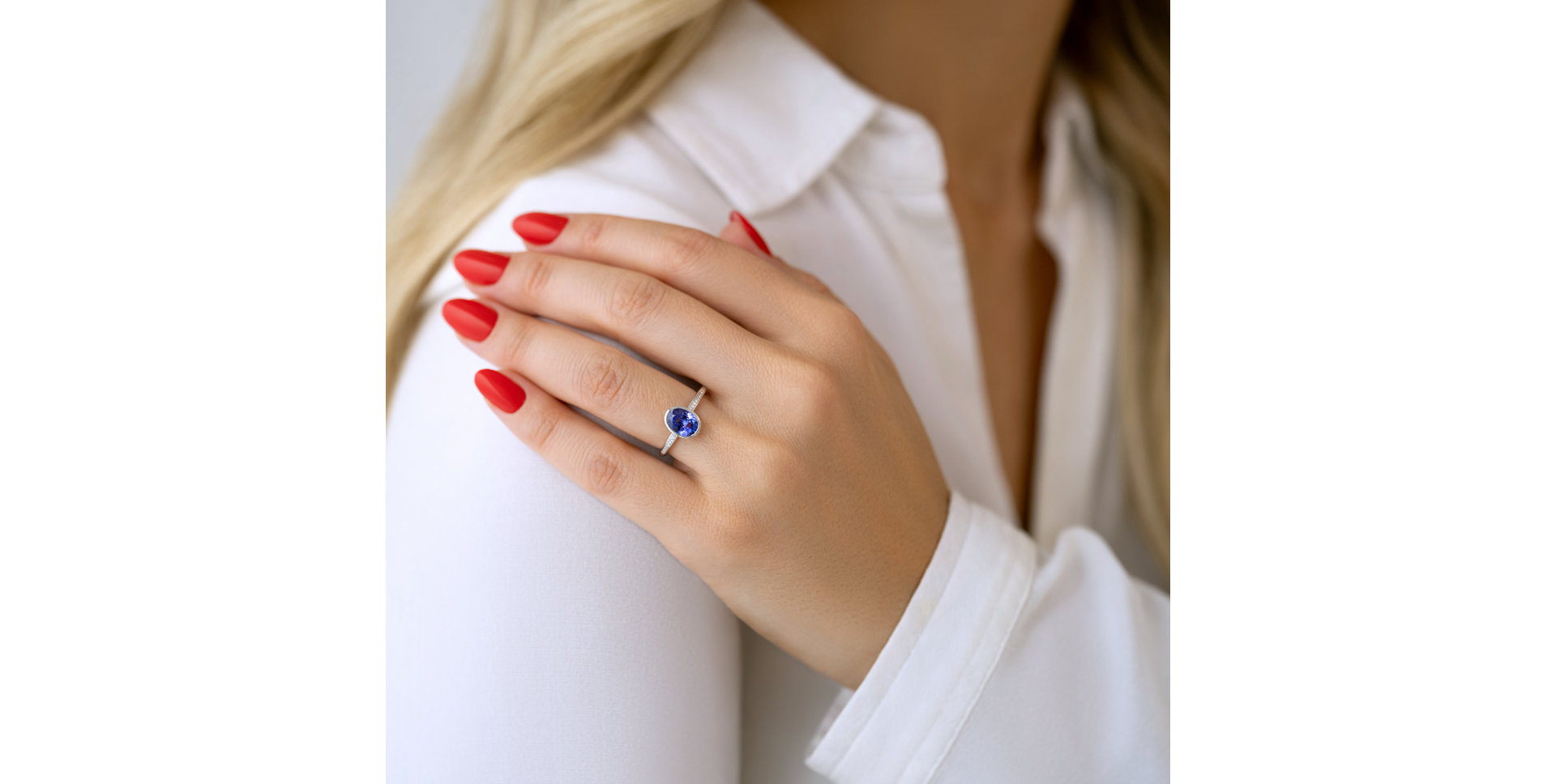 Diamond ring with Tanzanite Elliptical Perfection