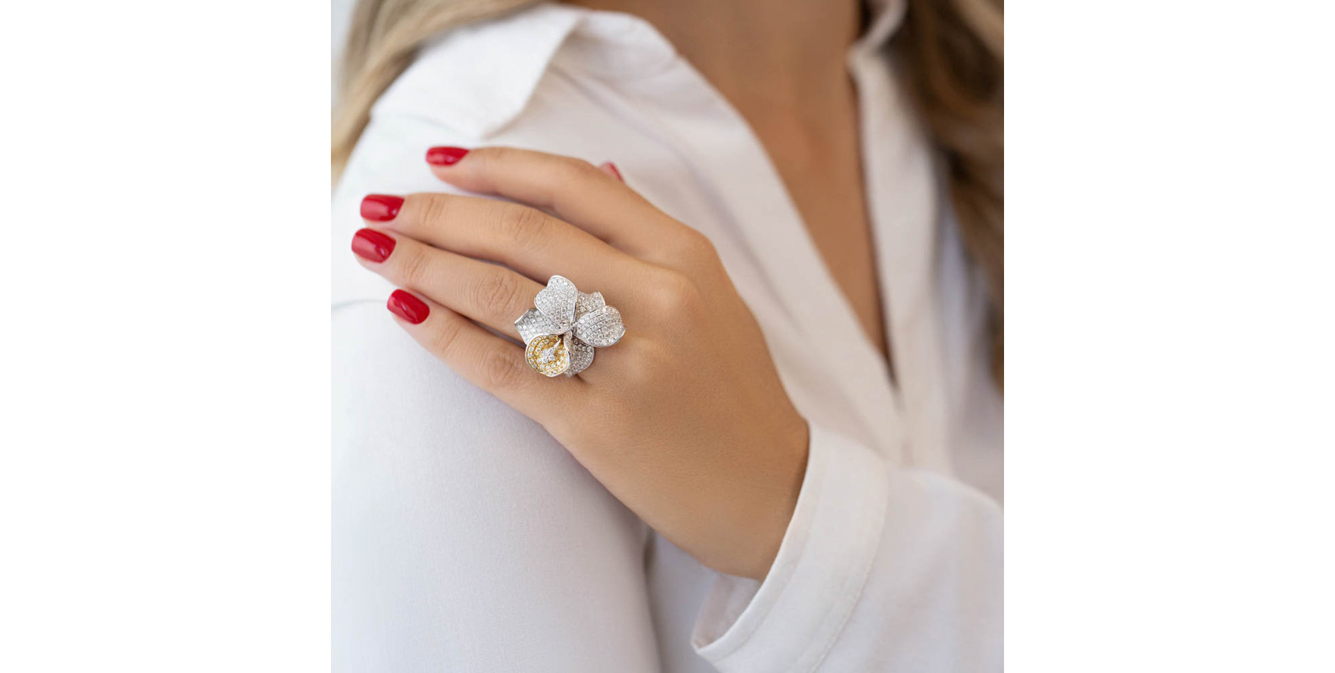 Diamond ring Gold Calla