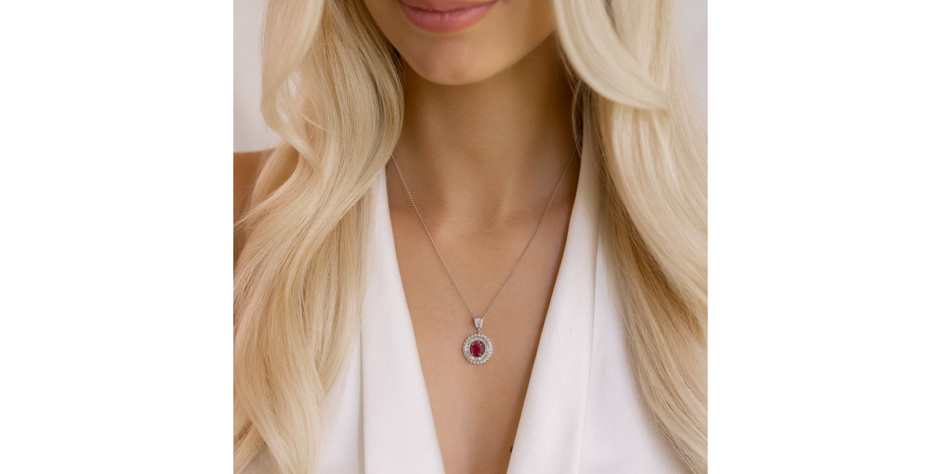 Diamond pendant with Ruby Miracle Flame