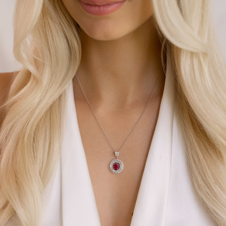 Diamond pendant with Ruby Miracle Flame