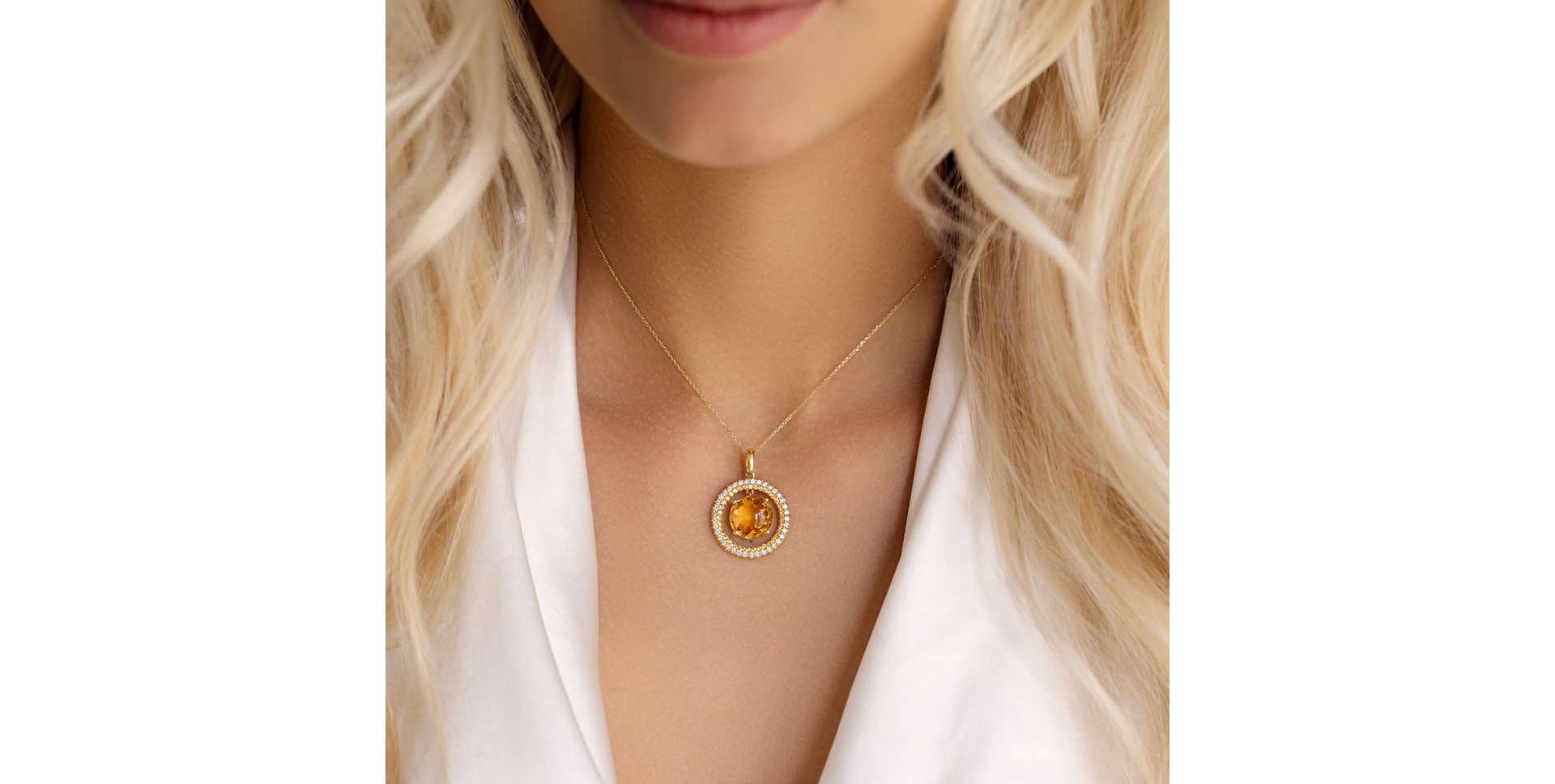 Diamond necklace with Citrine and Sapphire Sun Rays