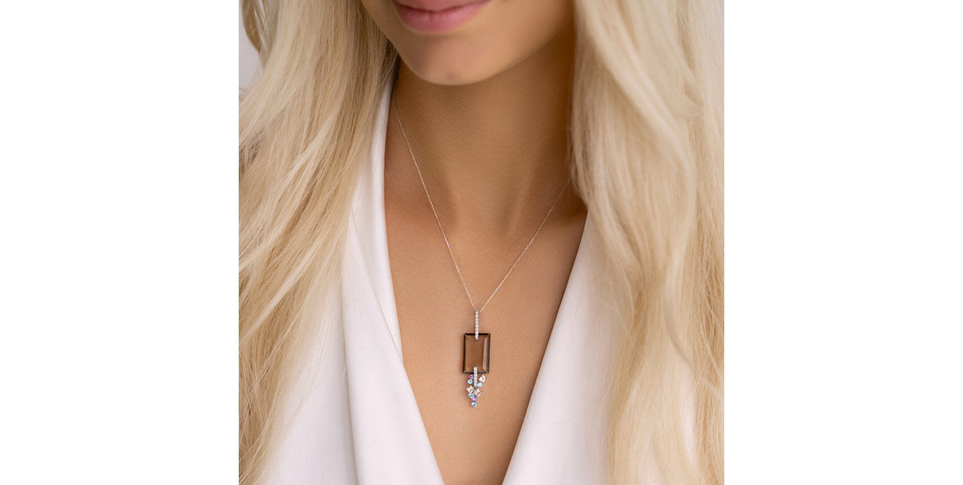 Diamond pendant with Quartz, Topaz and Amethyst Grandiose Garnish