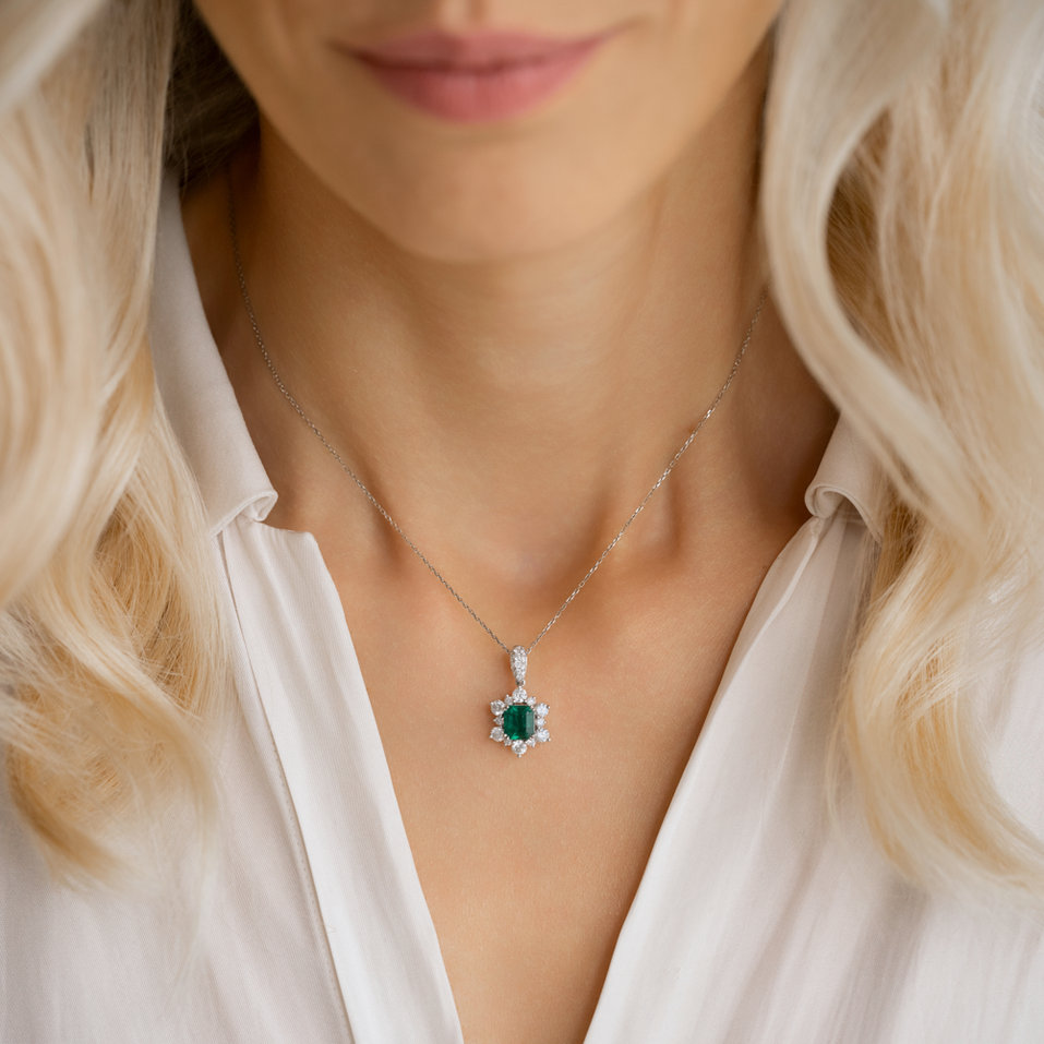 Diamond necklace with Emerald Celestial Goddess
