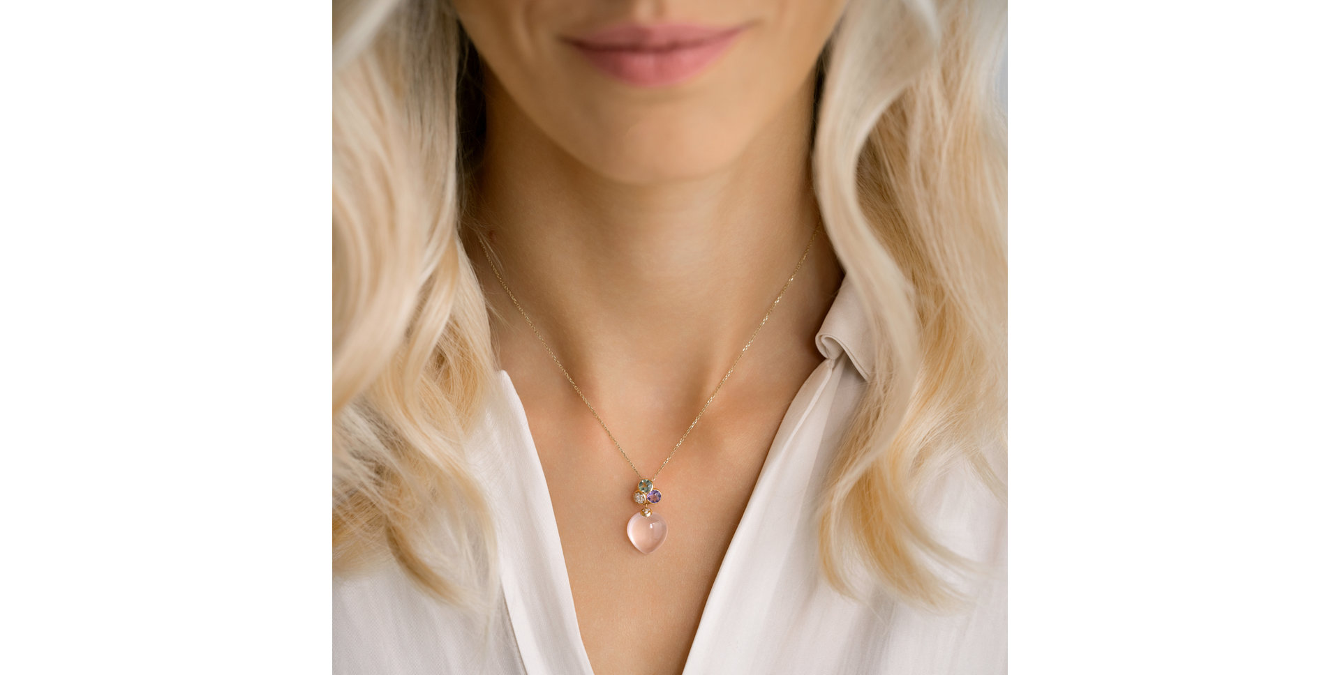Diamond necklace with gemstones Angel Rainbow