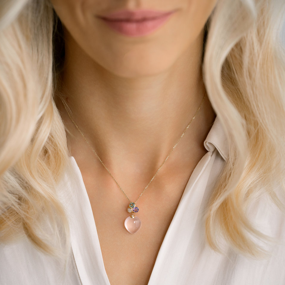 Diamond necklace with gemstones Angel Rainbow