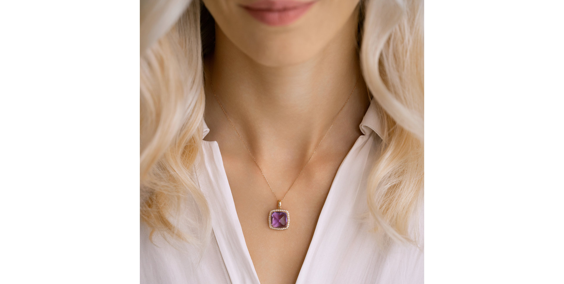 Diamond necklace with Amethyst Symmetrical Beauty