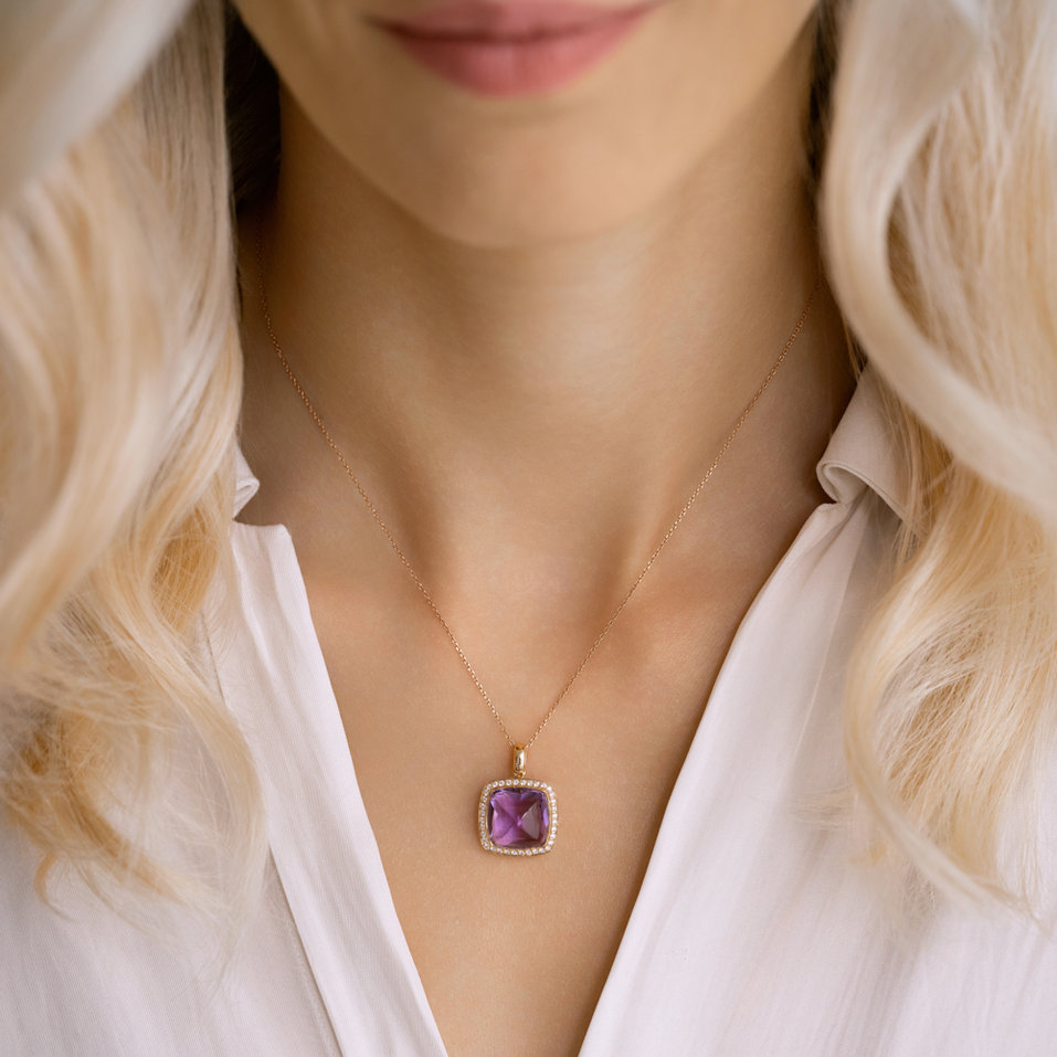 Diamond necklace with Amethyst Symmetrical Beauty