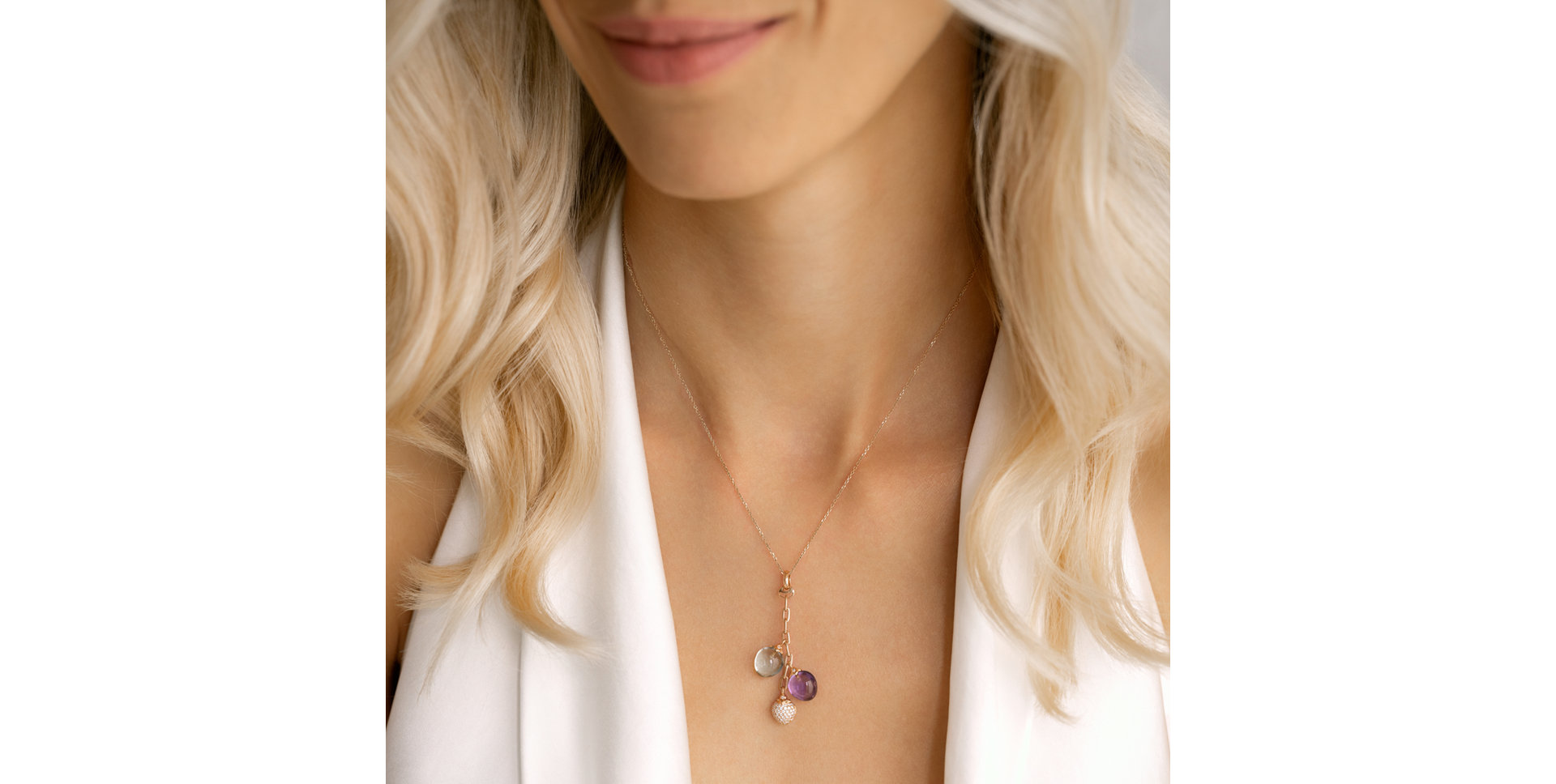 Diamond necklace with Amethyst Rainbow Love