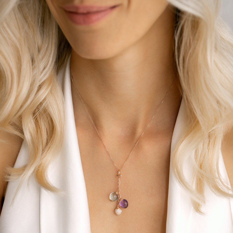 Diamond necklace with Amethyst Rainbow Love