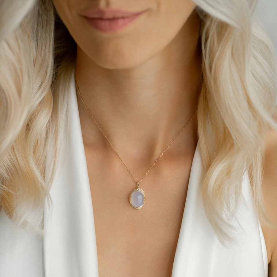 Diamond necklace with Chalcedony Mystique