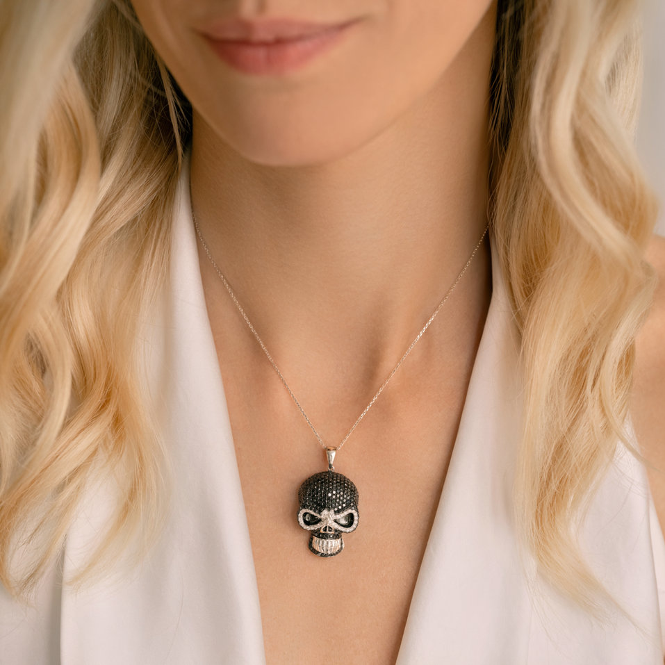 Necklace with black and white diamonds Escape of Death