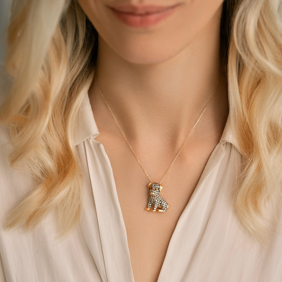 Necklace with brown and black diamonds and Sapphire Brilliant Friend