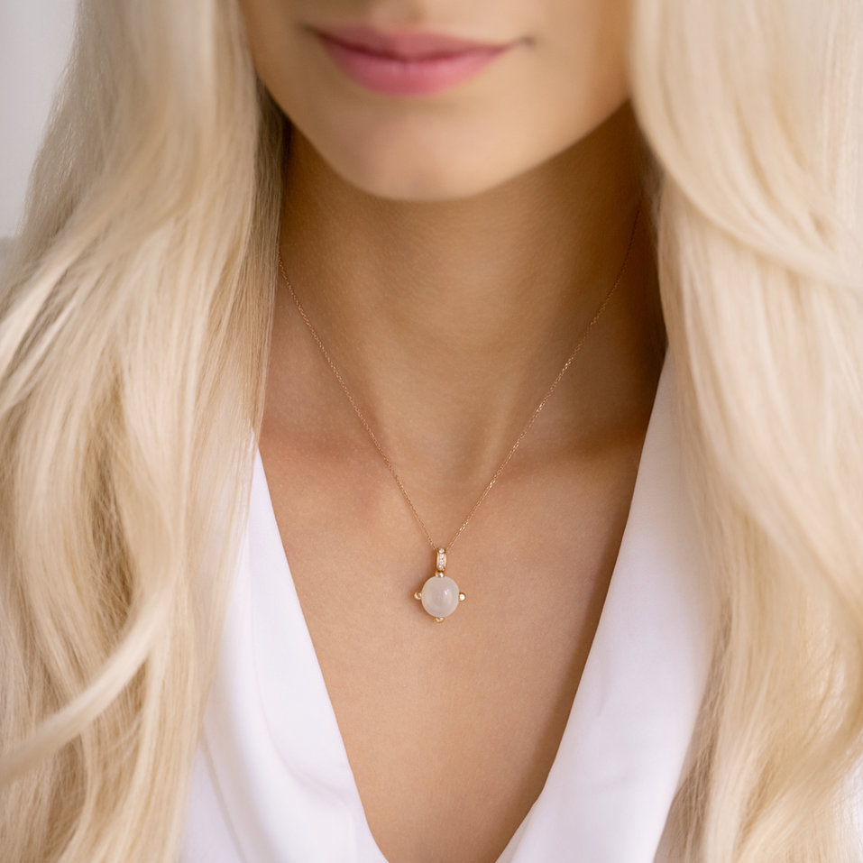 Diamond necklace with Quartz Round Galaxy