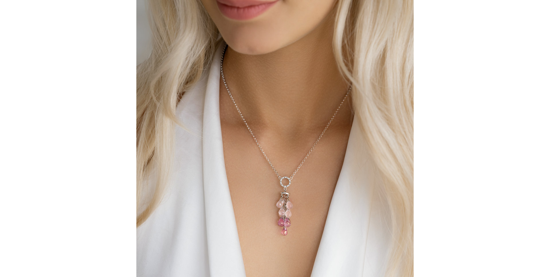 Diamond necklace with Topaz and Rose Quartz Sourcerers