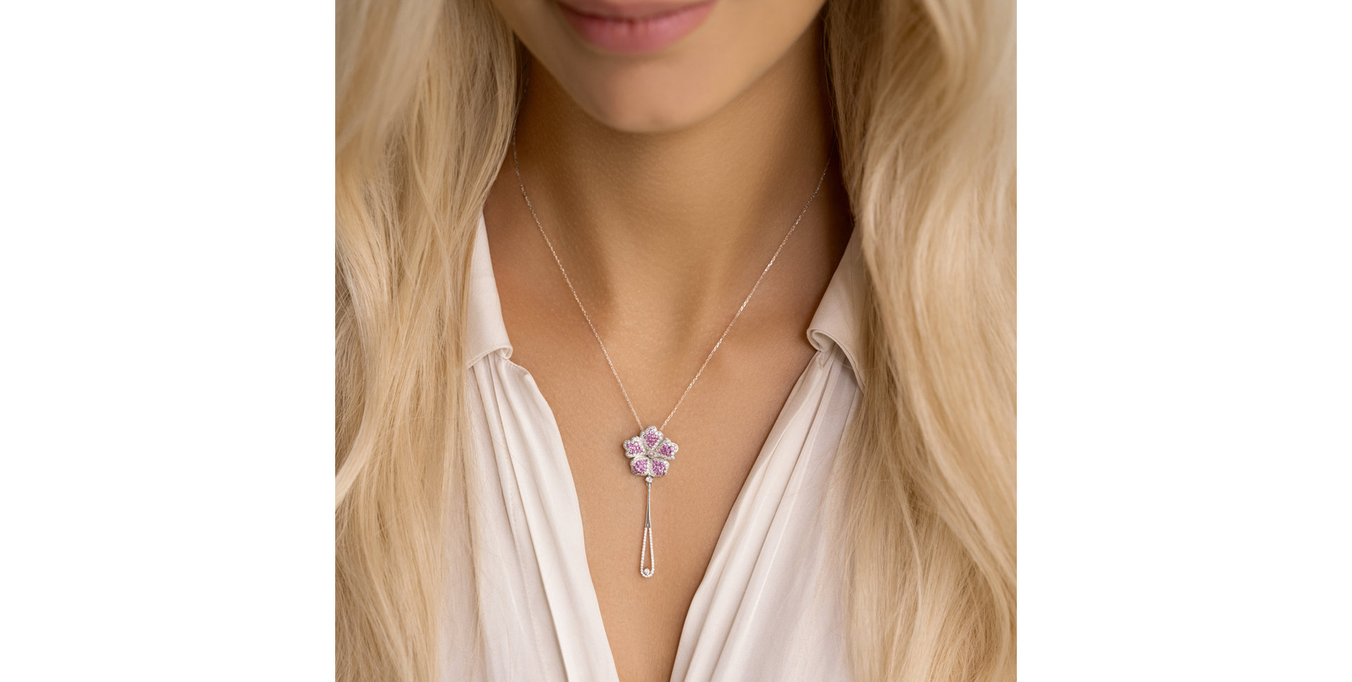 Diamond pendant with Sapphire Magic Lotus