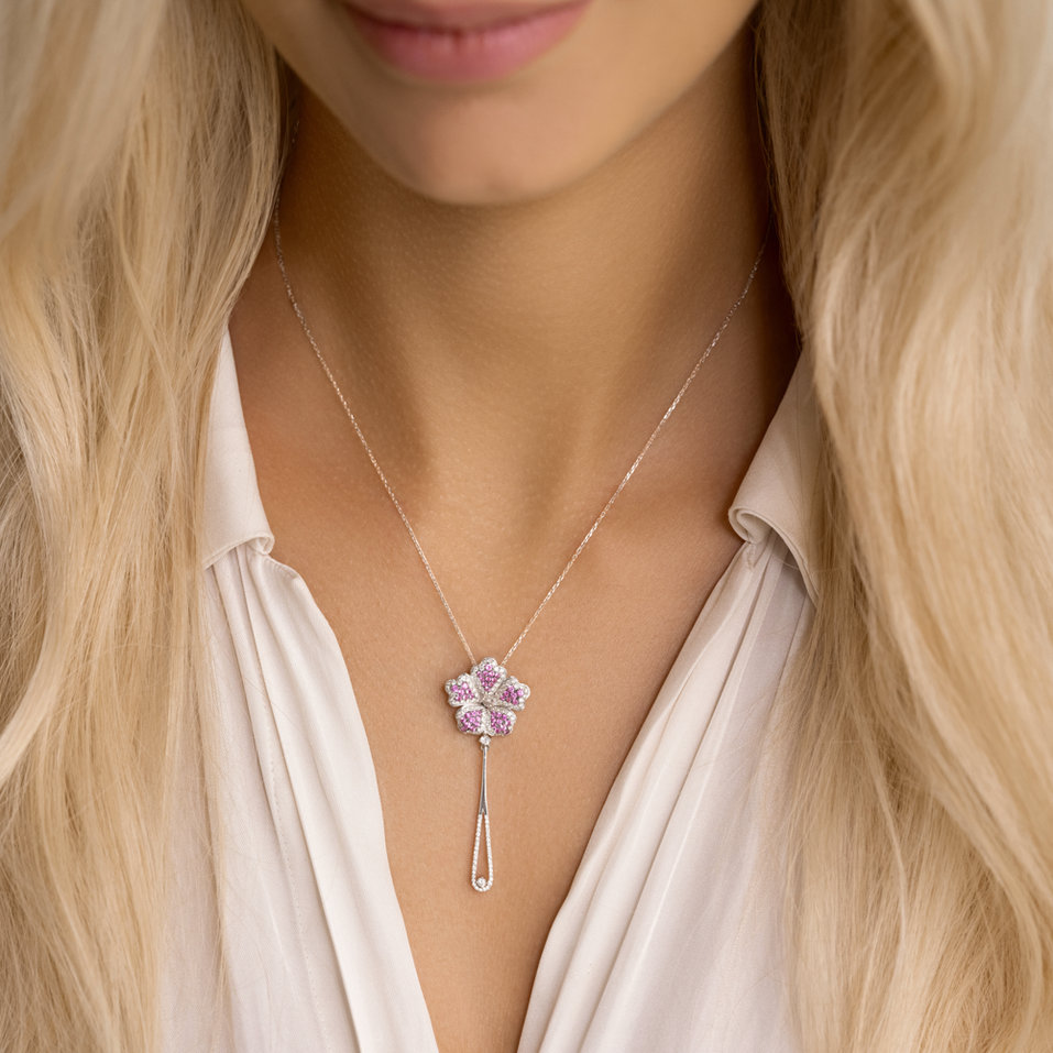 Diamond pendant with Sapphire Magic Lotus