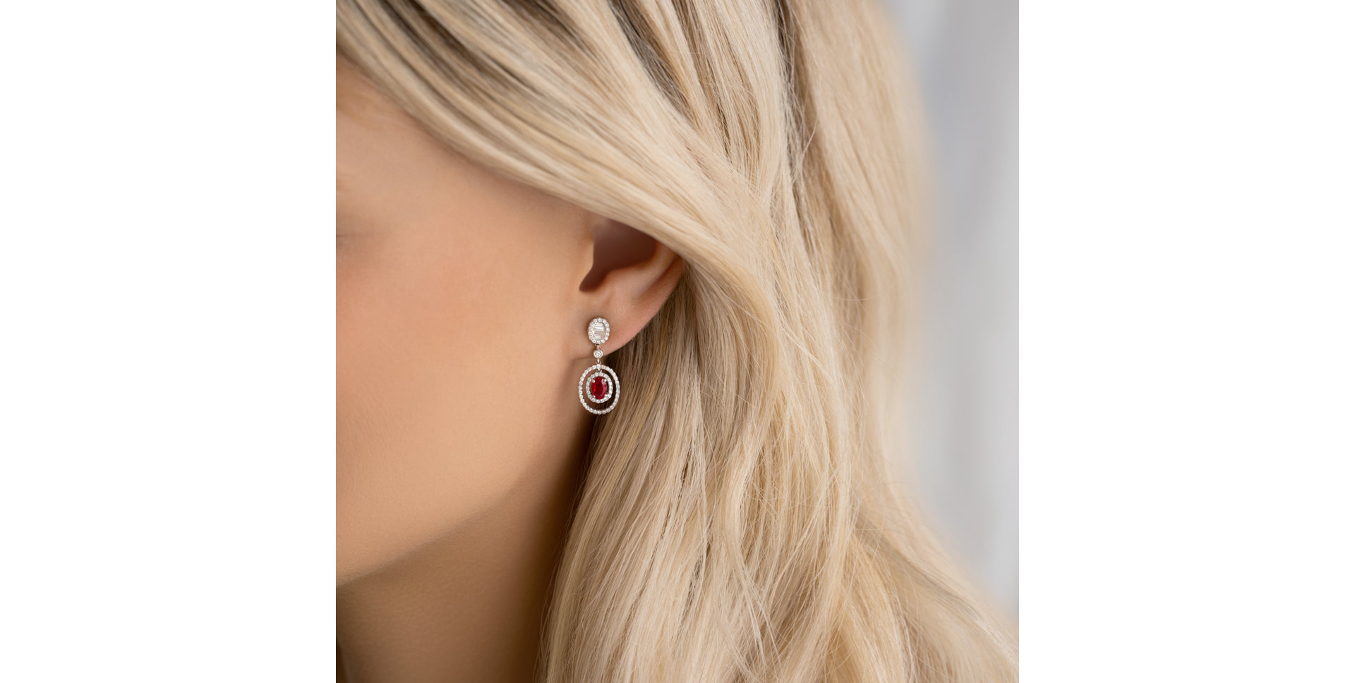 Diamond earrings with Ruby Tiger Eye