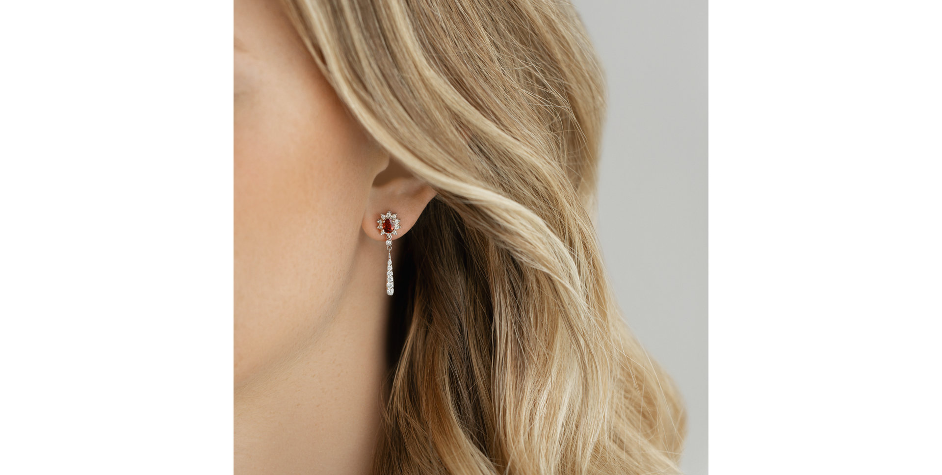 Diamond earrings with Ruby Comet