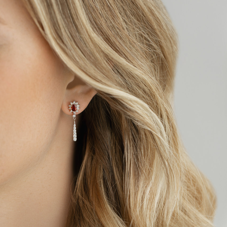 Diamond earrings with Ruby Comet