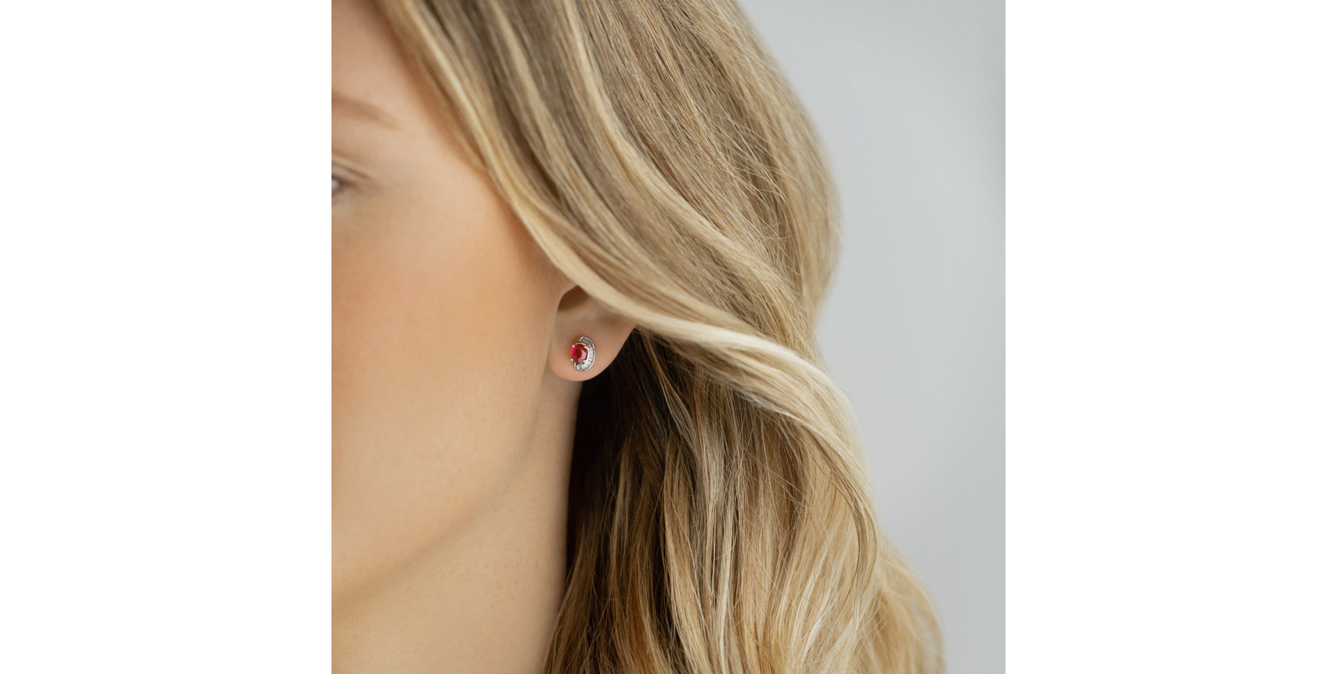 Diamond earrings with Ruby Fireleaf