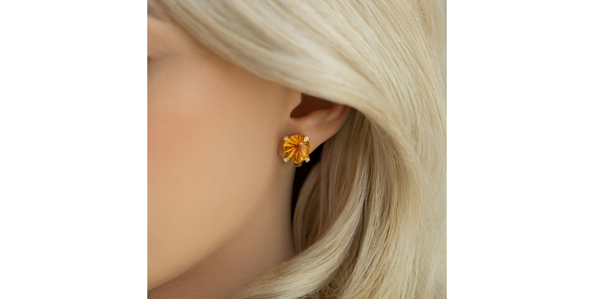 Diamond earrings with Citríne Magical Rose