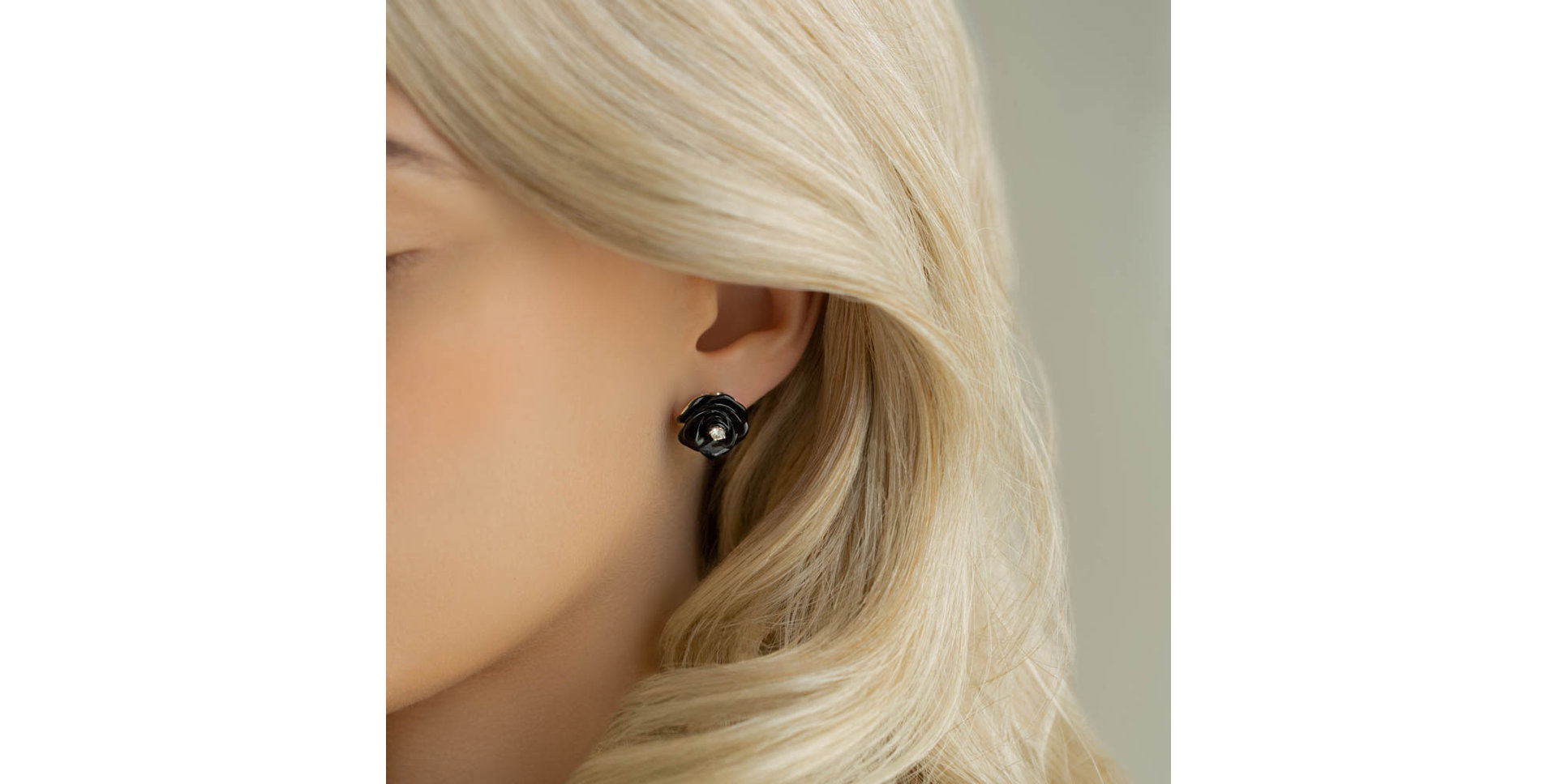 Diamond earrings and Onyx Black Dahlia