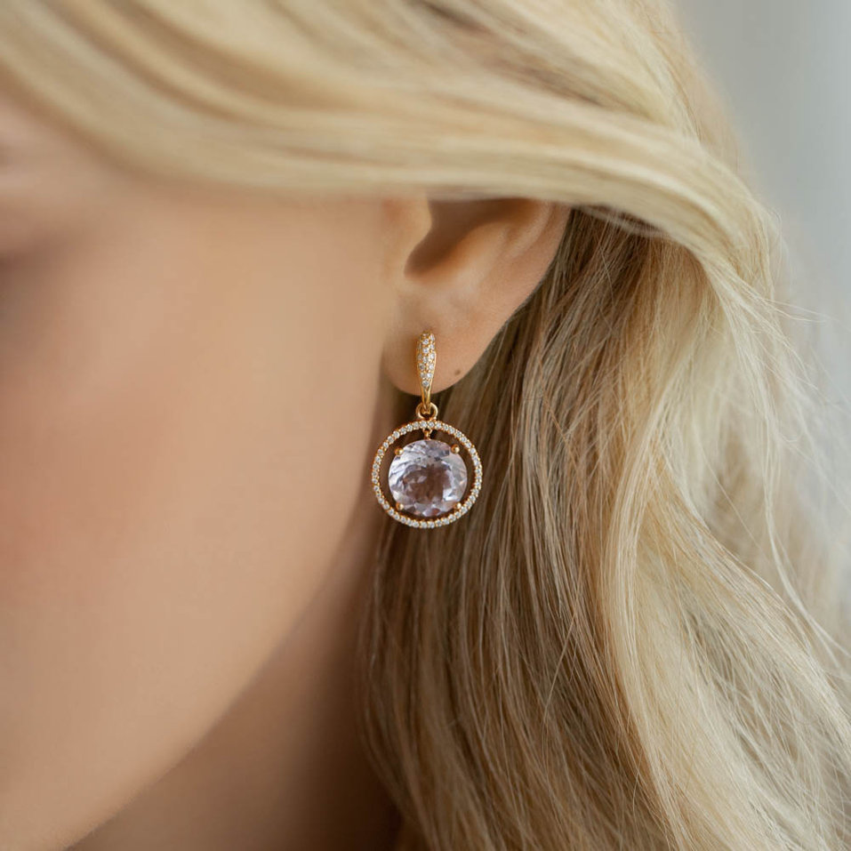 Diamond earrings with Amethyst Sissi