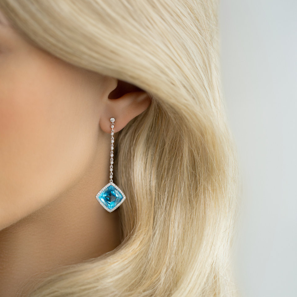 Diamond earrings with Topaz Orion